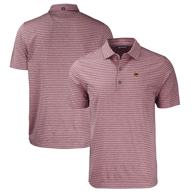 Men's Cutter & Buck Heather Maroon Texas State Bobcats Forge Eco Heathered Stripe Stretch Recycled Polo