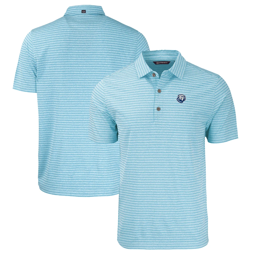 Men's Cutter & Buck Heather Powder Blue Citadel Bulldogs Forge Eco Heathered Stripe Stretch Recycled Polo