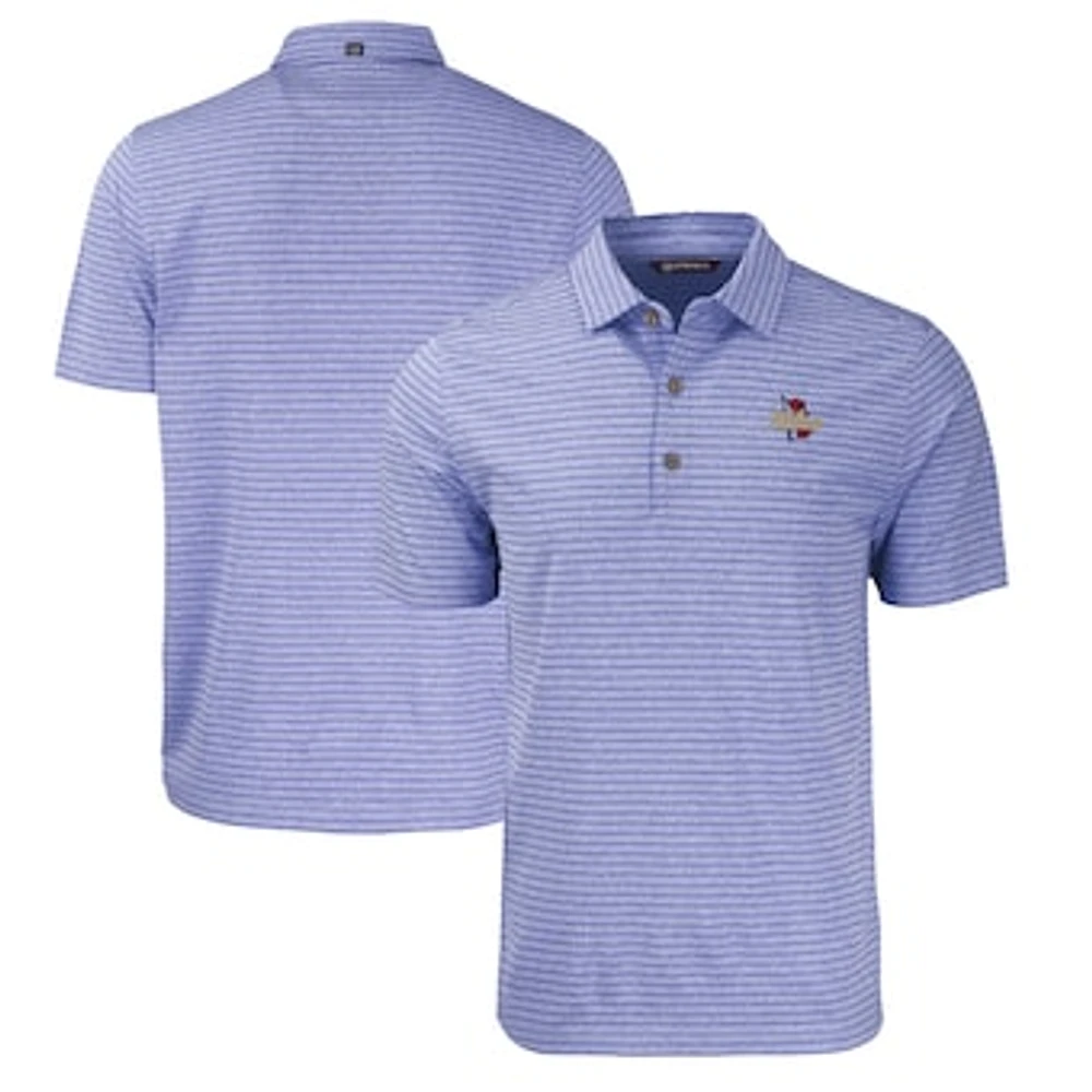 Men's Cutter & Buck Heather Royal Tulsa Golden Hurricane Forge Eco Heathered Stripe Stretch Recycled Polo