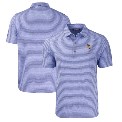 Men's Cutter & Buck Heather Royal Tulsa Golden Hurricane Forge Eco Heathered Stripe Stretch Recycled Polo