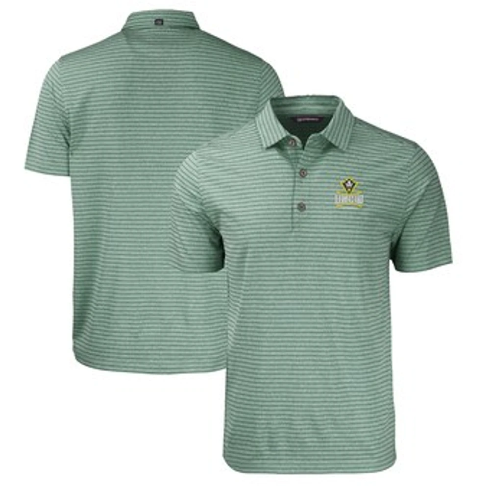 Men's Cutter & Buck Heather Green UNC Wilmington Seahawks Forge Eco Heathered Stripe Stretch Recycled Polo