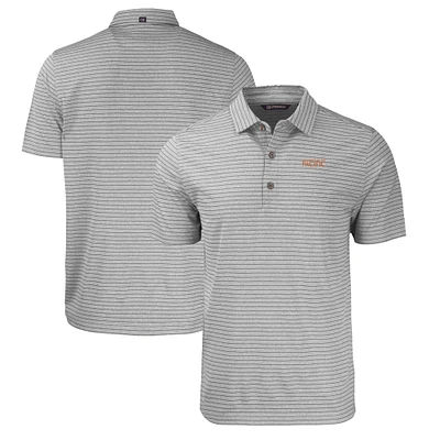 Men's Cutter & Buck Heather Gray Pacific Tigers Forge Eco Heathered Stripe Stretch Recycled Polo