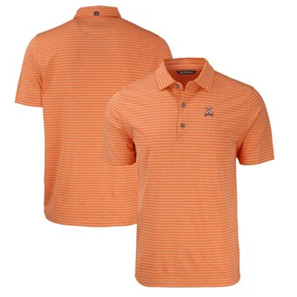 Men's Cutter & Buck Heather Orange Virginia Cavaliers Forge Eco Heathered Stripe Stretch Recycled Polo