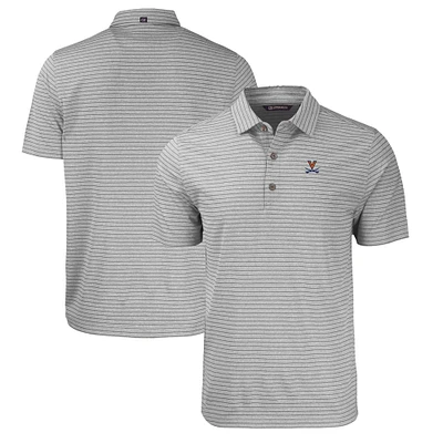 Men's Cutter & Buck Heather Gray Virginia Cavaliers Forge Eco Heathered Stripe Stretch Recycled Polo