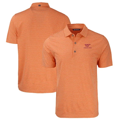 Men's Cutter & Buck Heather Orange Virginia Tech Hokies Forge Eco Heathered Stripe Stretch Recycled Polo