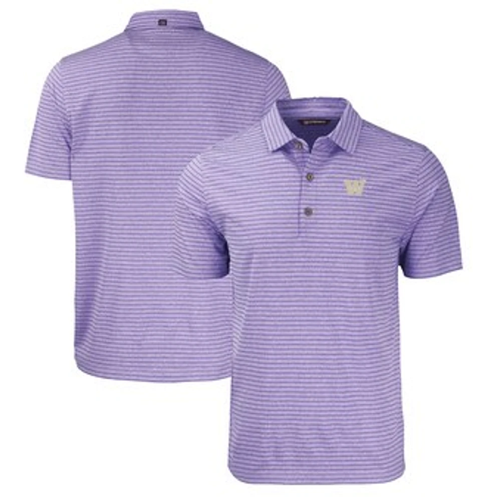 Men's Cutter & Buck Heather Purple Washington Huskies Forge Eco Heathered Stripe Stretch Recycled Polo