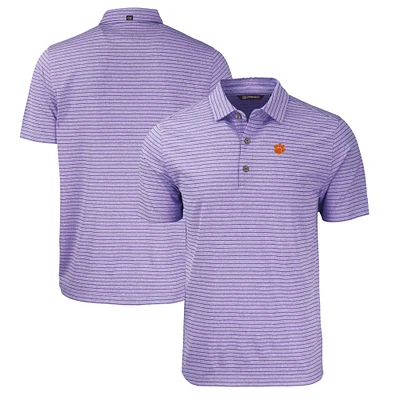 Men's Cutter & Buck Heather Purple Clemson Tigers Forge Eco Heathered Stripe Stretch Recycled Polo
