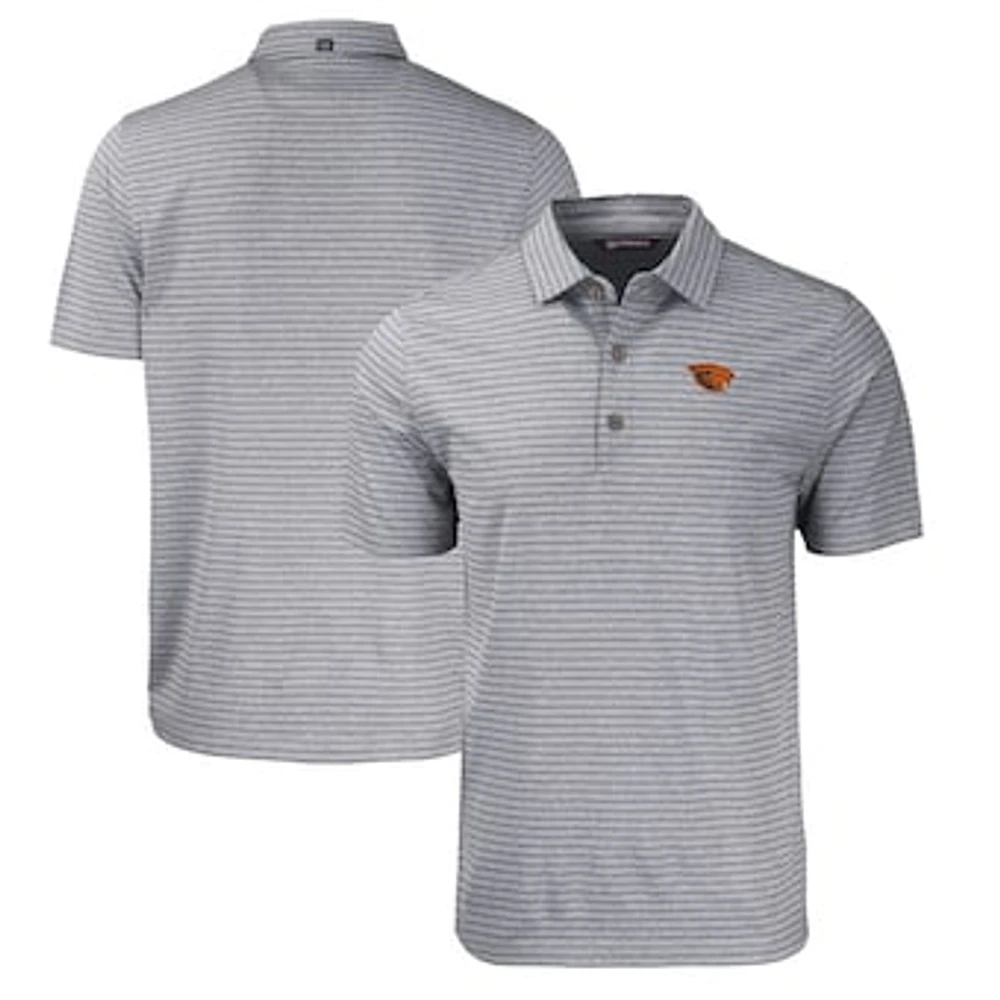 Men's Cutter & Buck Heather Black Oregon State Beavers Forge Eco Heathered Stripe Stretch Recycled Polo
