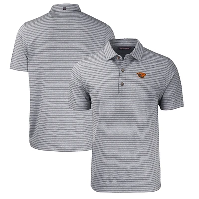 Men's Cutter & Buck Heather Black Oregon State Beavers Forge Eco Heathered Stripe Stretch Recycled Polo