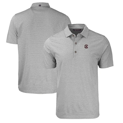 Men's Cutter & Buck Heather Gray South Carolina Gamecocks Forge Eco Heathered Stripe Stretch Recycled Polo