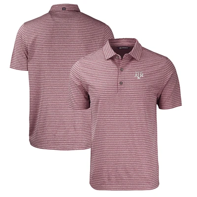Men's Cutter & Buck Heather Maroon Texas A&M Aggies Forge Eco Heathered Stripe Stretch Recycled Polo