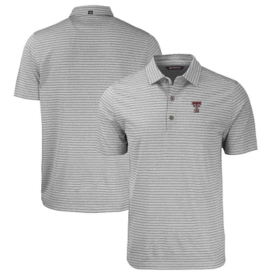 Men's Cutter & Buck Heather Gray Texas Tech Red Raiders Forge Eco Heathered Stripe Stretch Recycled Polo