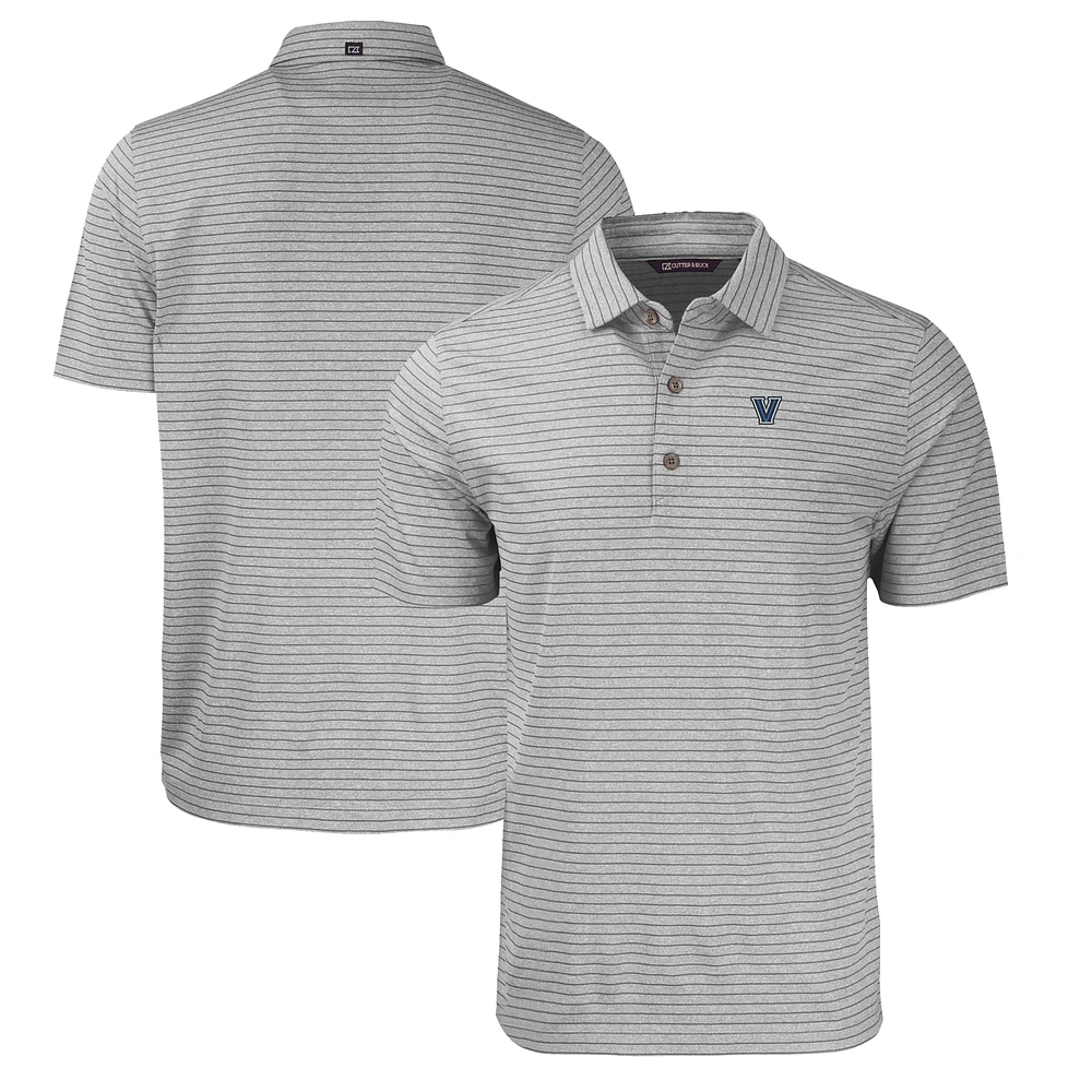 Men's Cutter & Buck Heather Gray Villanova Wildcats Forge Eco Heathered Stripe Stretch Recycled Polo