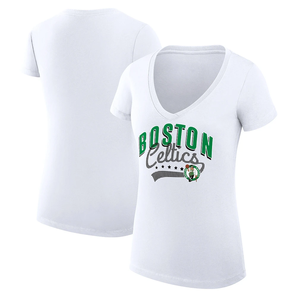 Women's G-III 4Her by Carl Banks Boston Celtics Super-Slim Fit Lightweight Filigree Logo V-Neck T-Shirt