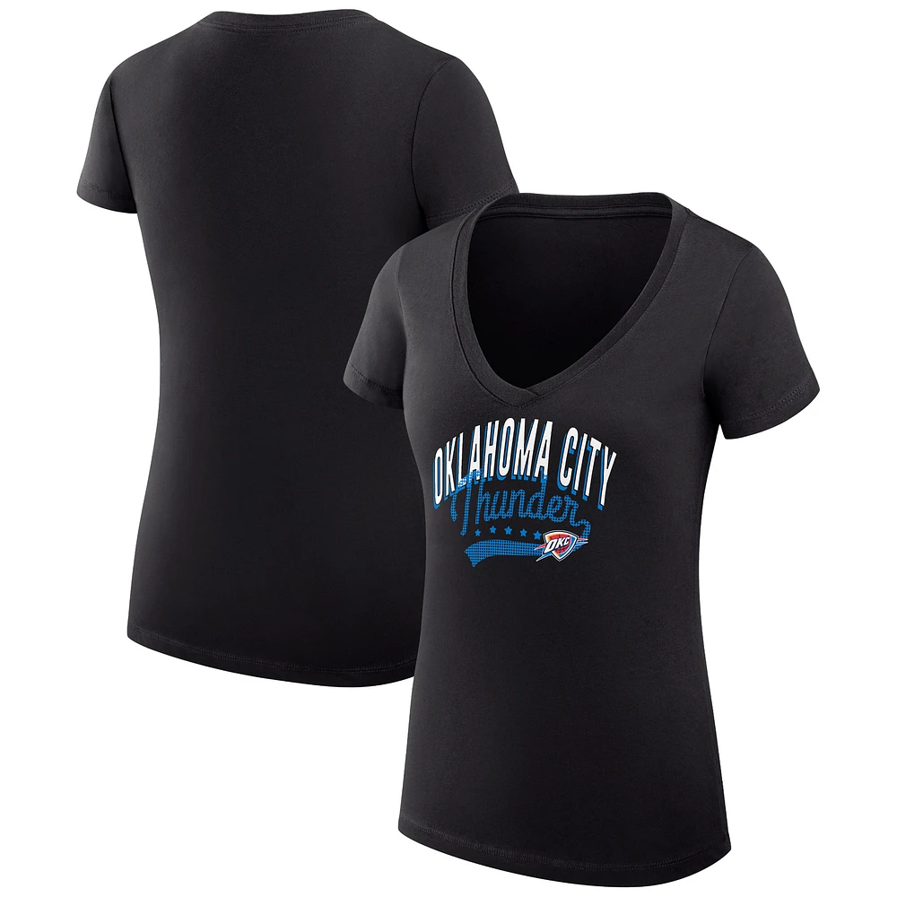 Women's G-III 4Her by Carl Banks Oklahoma City Thunder Super-Slim Fit Lightweight Filigree Logo V-Neck T-Shirt