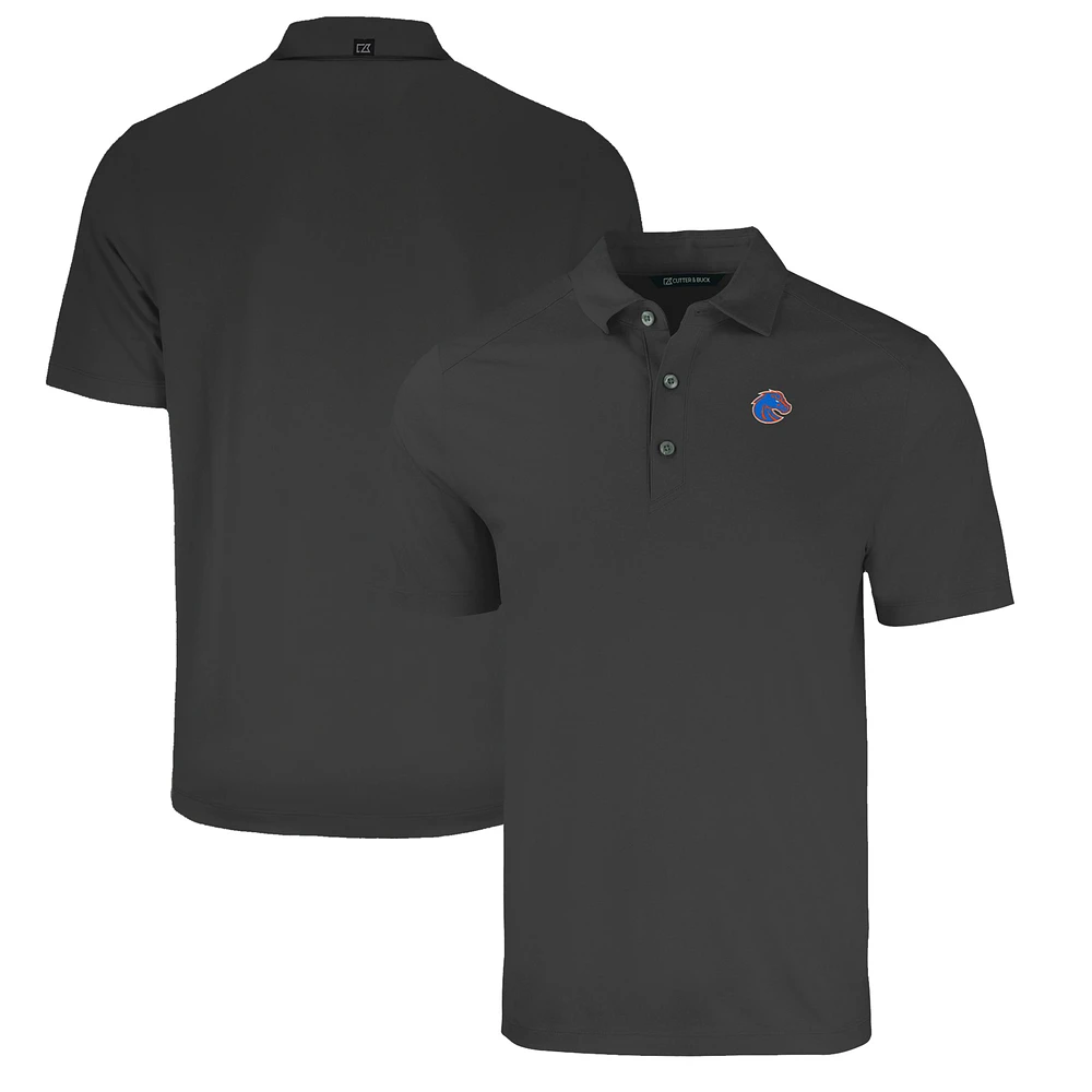 Men's Cutter & Buck Heather Black Boise State Broncos Forge Eco Stretch Recycled Polo