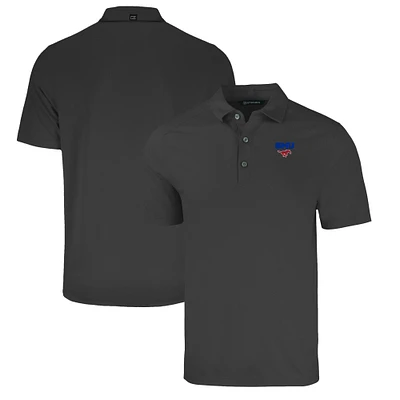 Men's Cutter & Buck Heather Black SMU Mustangs Forge Eco Stretch Recycled Polo