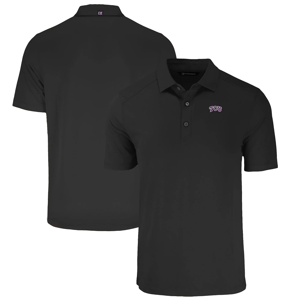 Men's Cutter & Buck Black TCU Horned Frogs Forge Eco Stretch Recycled Polo