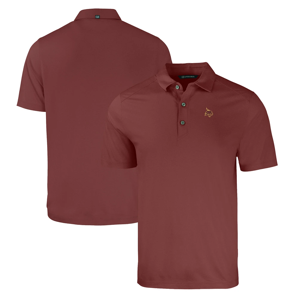 Men's Cutter & Buck Heather Maroon Texas State Bobcats Forge Eco Stretch Recycled Polo