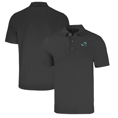 Men's Cutter & Buck Heather Black Tulane Green Wave Forge Eco Stretch Recycled Polo