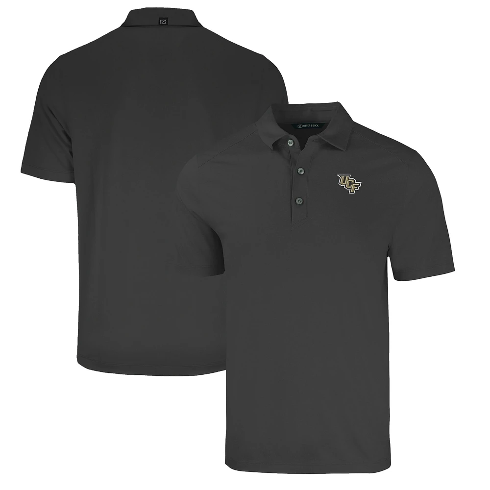 Men's Cutter & Buck Heather Black UCF Knights Forge Eco Stretch Recycled Polo