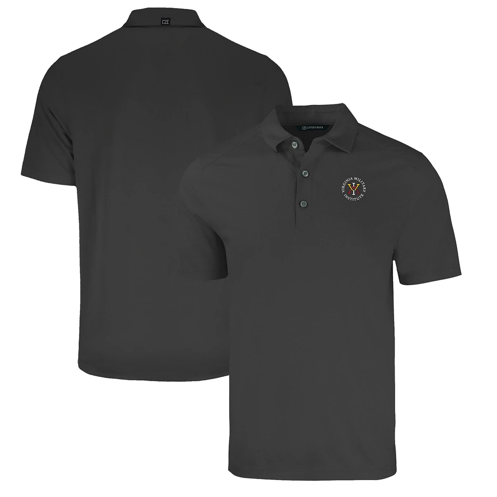 Men's Cutter & Buck Heather Black Virginia Military Institute Keydets Forge Eco Stretch Recycled Polo
