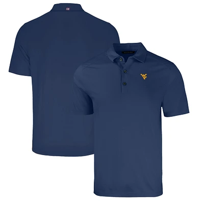 Men's Cutter & Buck Heather Navy West Virginia Mountaineers Forge Eco Stretch Recycled Polo
