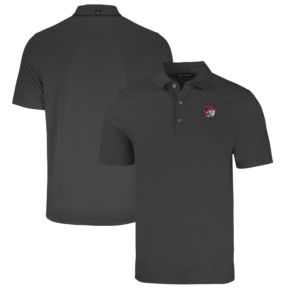 Men's Cutter & Buck Heather Black Winston-Salem State Rams Forge Eco Stretch Recycled Polo