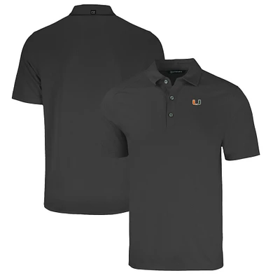 Men's Cutter & Buck Heather Black Miami Hurricanes Forge Eco Stretch Recycled Polo