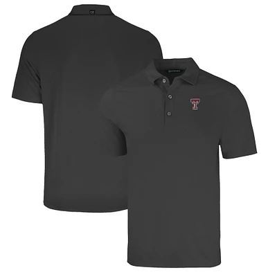 Men's Cutter & Buck Heather Black Texas Tech Red Raiders Forge Eco Stretch Recycled Polo