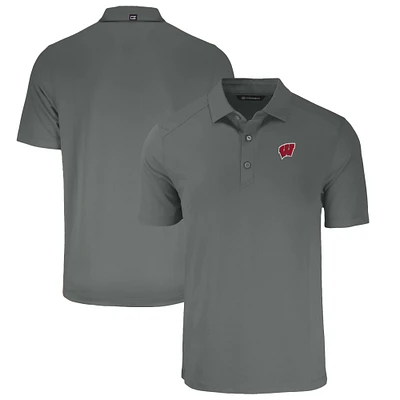 Men's Cutter & Buck Gray Wisconsin Badgers Forge Eco Stretch Recycled Polo