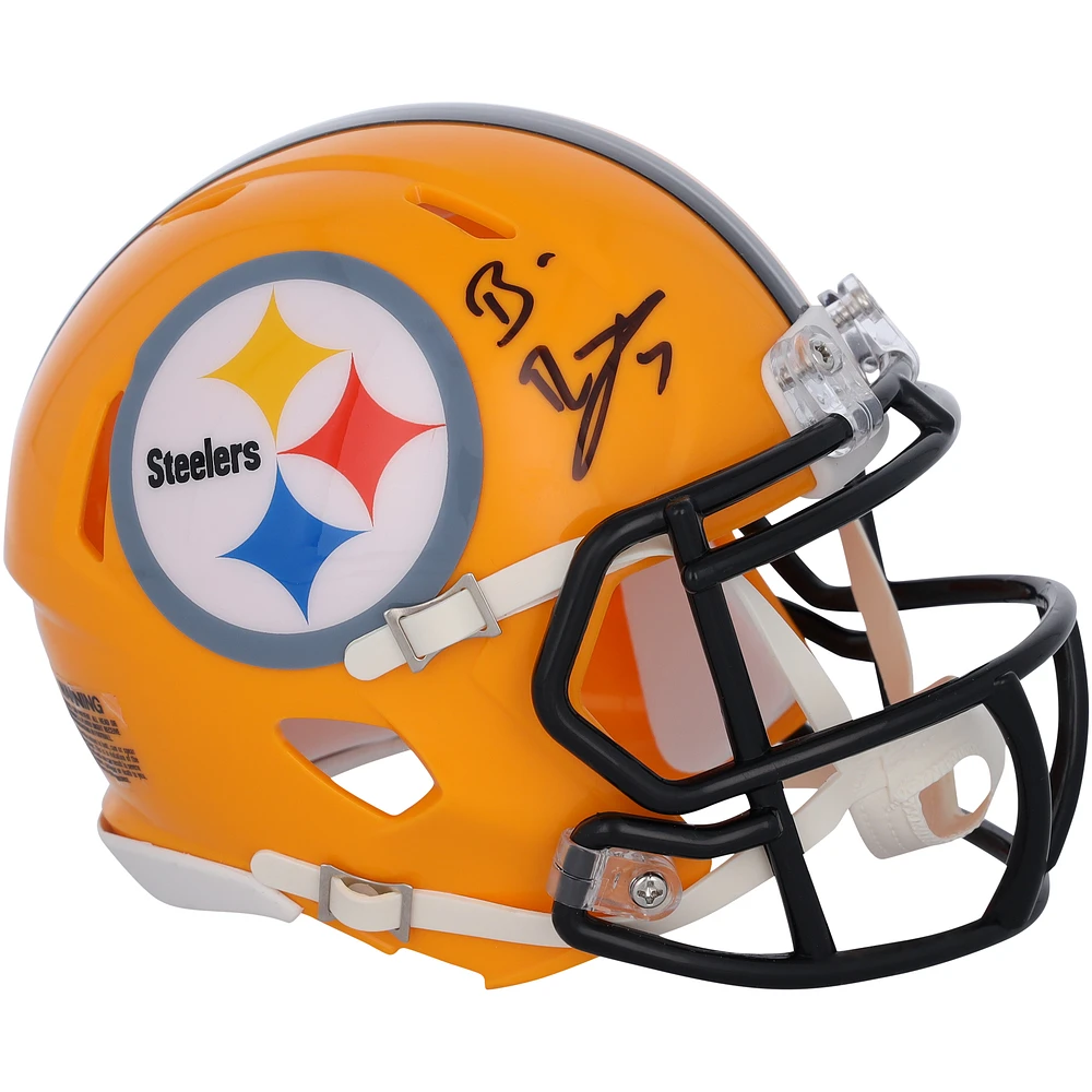 Ben Roethlisberger Pittsburgh Steelers Autographed Riddell Gold Throwback Speed Mini Helmet