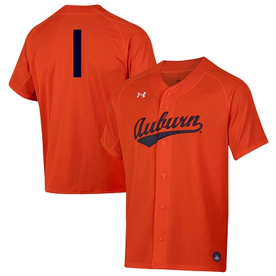 Men's Under Armour Orange Auburn Tigers Replica Full-Button Baseball Jersey
