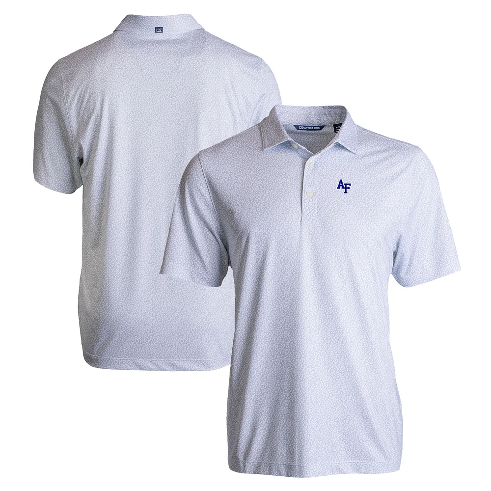 Men's Cutter & Buck White Air Force Falcons Pike Eco Pebble Print Stretch Recycled Polo