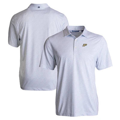 Men's Cutter & Buck White Purdue Boilermakers Pike Eco Pebble Print Stretch Recycled Polo