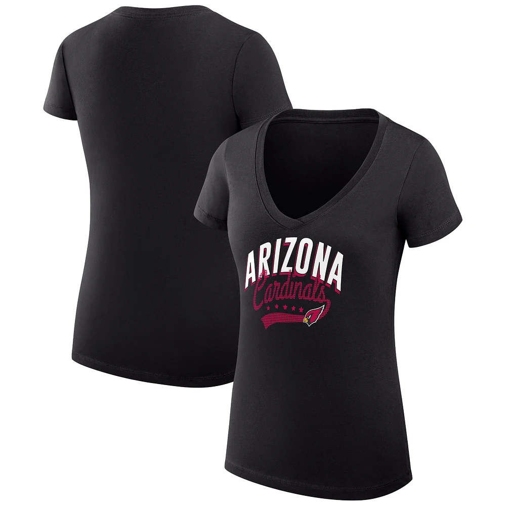 Women's G-III 4Her by Carl Banks Black Arizona Cardinals Super-Slim Fit Lightweight Filigree Logo Lightweight V-Neck T-Shirt