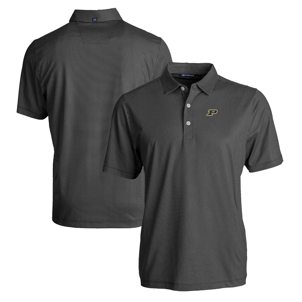 Men's Cutter & Buck /White Purdue Boilermakers Pike Eco Symmetry Print Stretch Recycled Polo