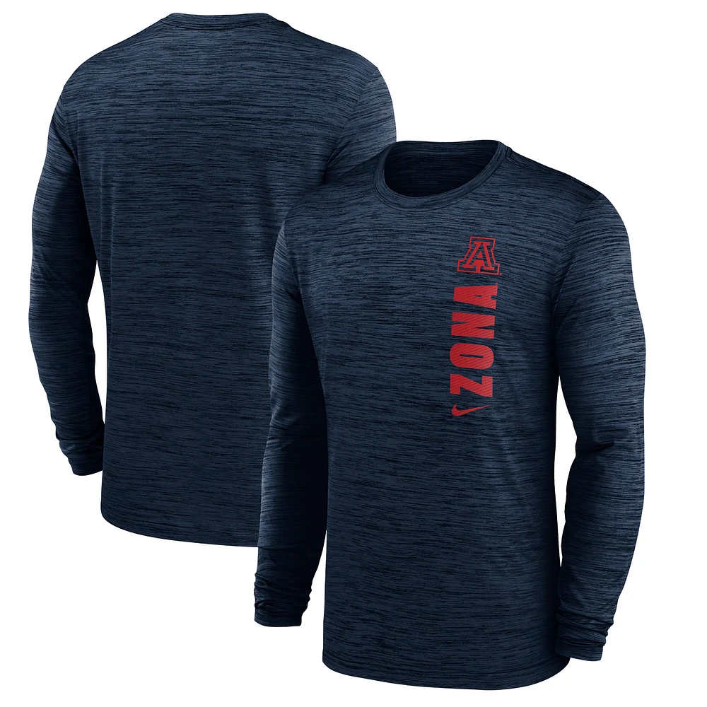Men's Nike Navy Arizona Wildcats Sideline Velocity Performance Long Sleeve T-Shirt
