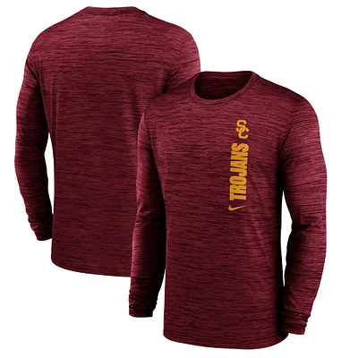 Men's Nike Cardinal USC Trojans Sideline Velocity Performance Long Sleeve T-Shirt