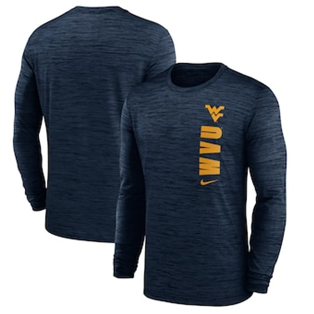 Men's Nike Navy West Virginia Mountaineers Sideline Velocity Performance Long Sleeve T-Shirt