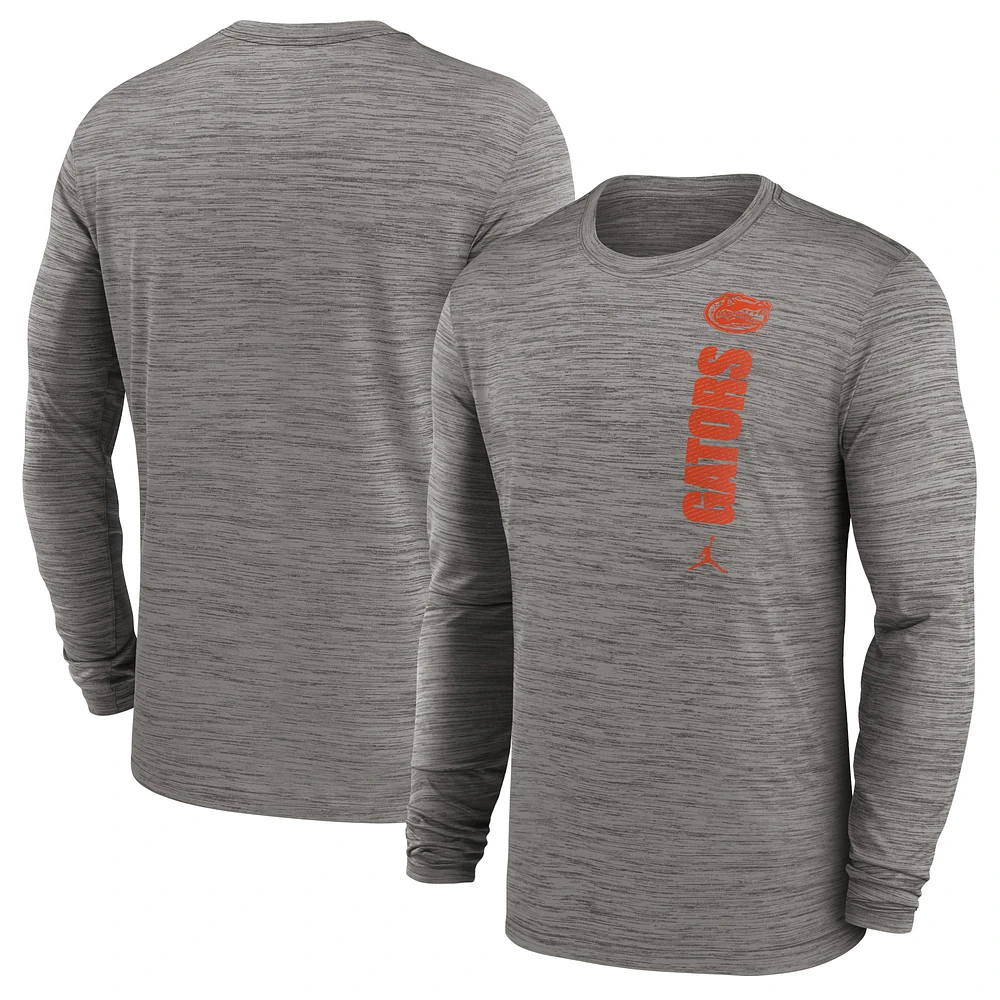 Men's Jordan Brand Gray Florida Gators 2024 Sideline Velocity Dri-FIT Long Sleeve T-Shirt