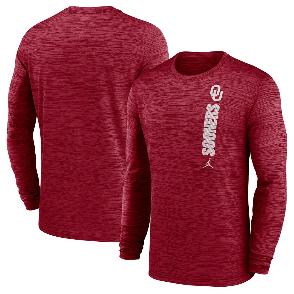 Men's Jordan Brand Crimson Oklahoma Sooners Sideline Velocity Dri-FIT Long Sleeve T-Shirt
