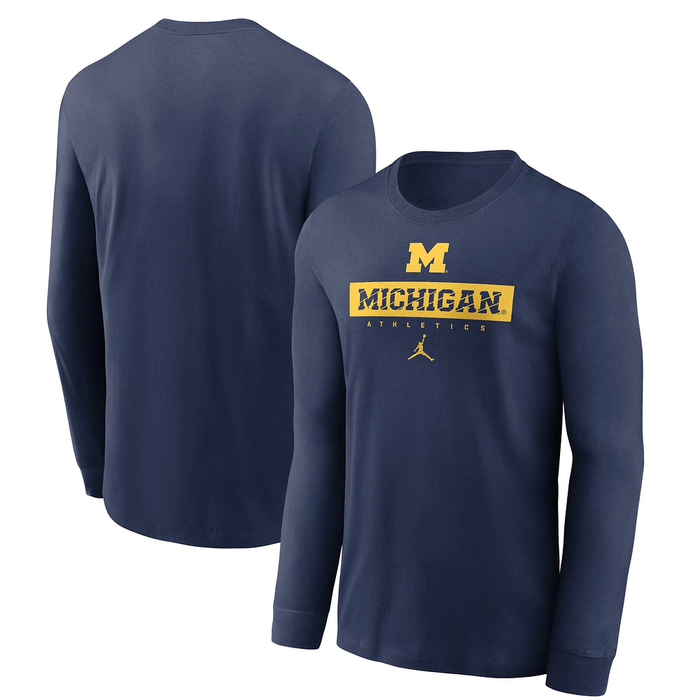 Men's Jordan Brand Navy Michigan Wolverines 2024 Sideline Legend Dri-FIT Long Sleeve T-Shirt