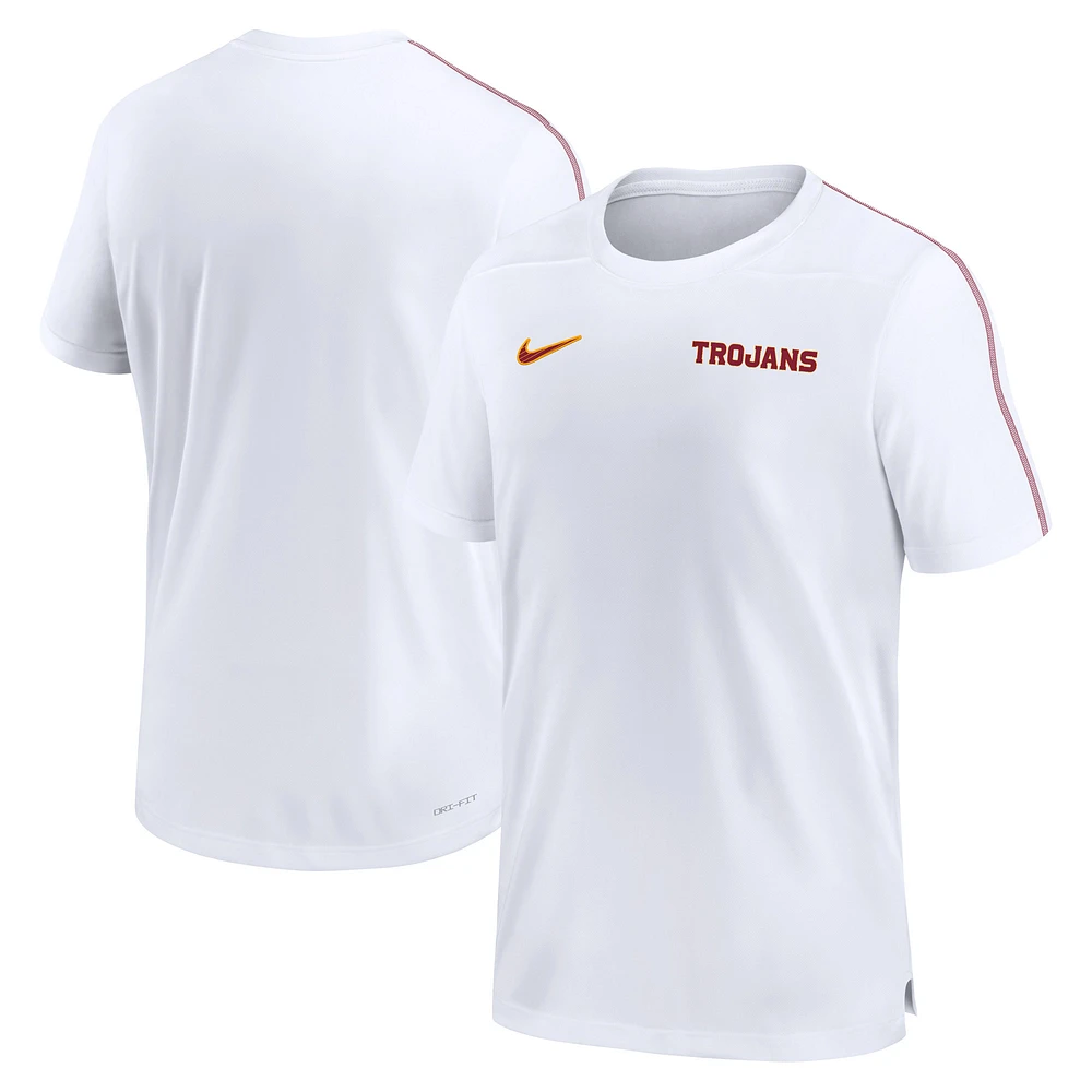 Men's Nike White USC Trojans 2024 Sideline Coach Performance Top