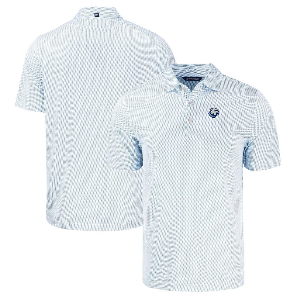 Men's Cutter & Buck Royal/White Citadel Bulldogs Pike Eco Symmetry Print Stretch Recycled Polo