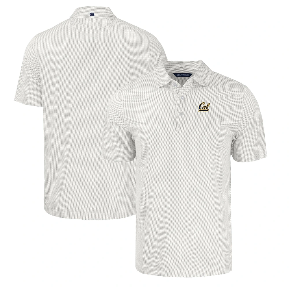 Men's Cutter & Buck White/Gray Cal Bears Pike Eco Symmetry Print Stretch Recycled Polo