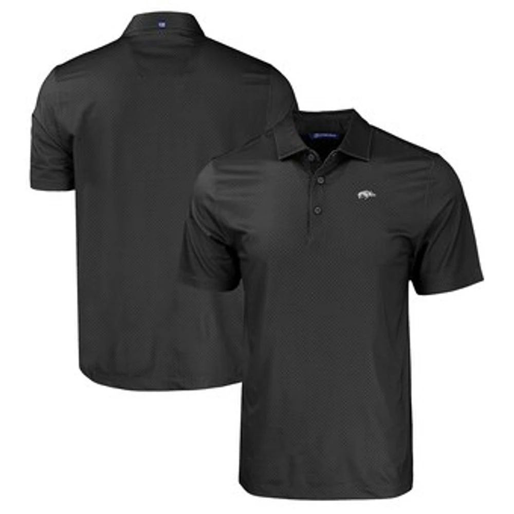 Men's Cutter & Buck Black Arkansas Razorbacks Pike Eco Tonal Geo Print Stretch Recycled Polo