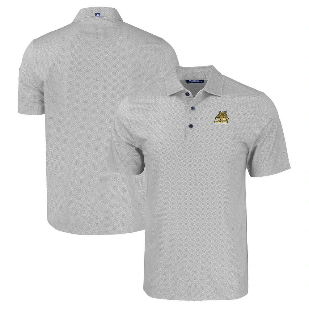 Men's Cutter & Buck Gray Bryant Bulldogs Pike Eco Tonal Geo Print Stretch Recycled Polo
