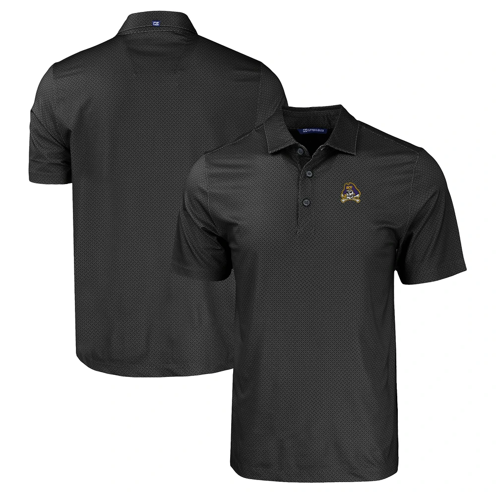 Men's Cutter & Buck Black ECU Pirates Pike Eco Tonal Geo Print Stretch Recycled Polo