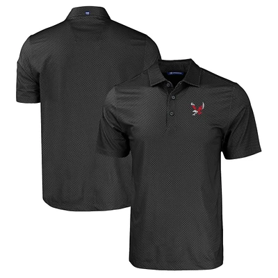 Men's Cutter & Buck Black Eastern Washington Eagles Pike Eco Tonal Geo Print Stretch Recycled Polo